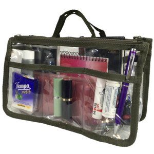 Purse Organizer, Clear PVC - Green Trim